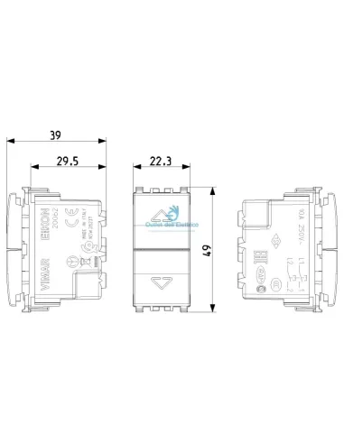 Vimar 20062.B Zwei ineinandergreifende Tasten Nr.+Nr. 10A Weiß